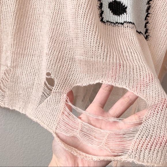 NWOT Dice knit distressed sweater - Picture 5 of 6
